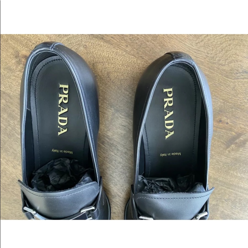 PRADA BLACK‎ LEATHER LOAFER SHOES 4D2823 NEW IN BOX - Picture 9 of 9